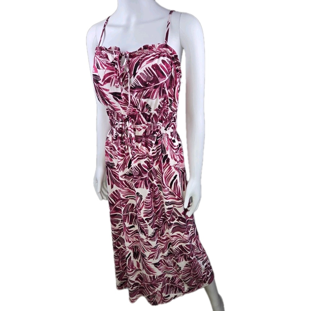 Gilli Tiered Maxi Floral Babydoll Dress Pink White Size XL NWT Tropical Island
